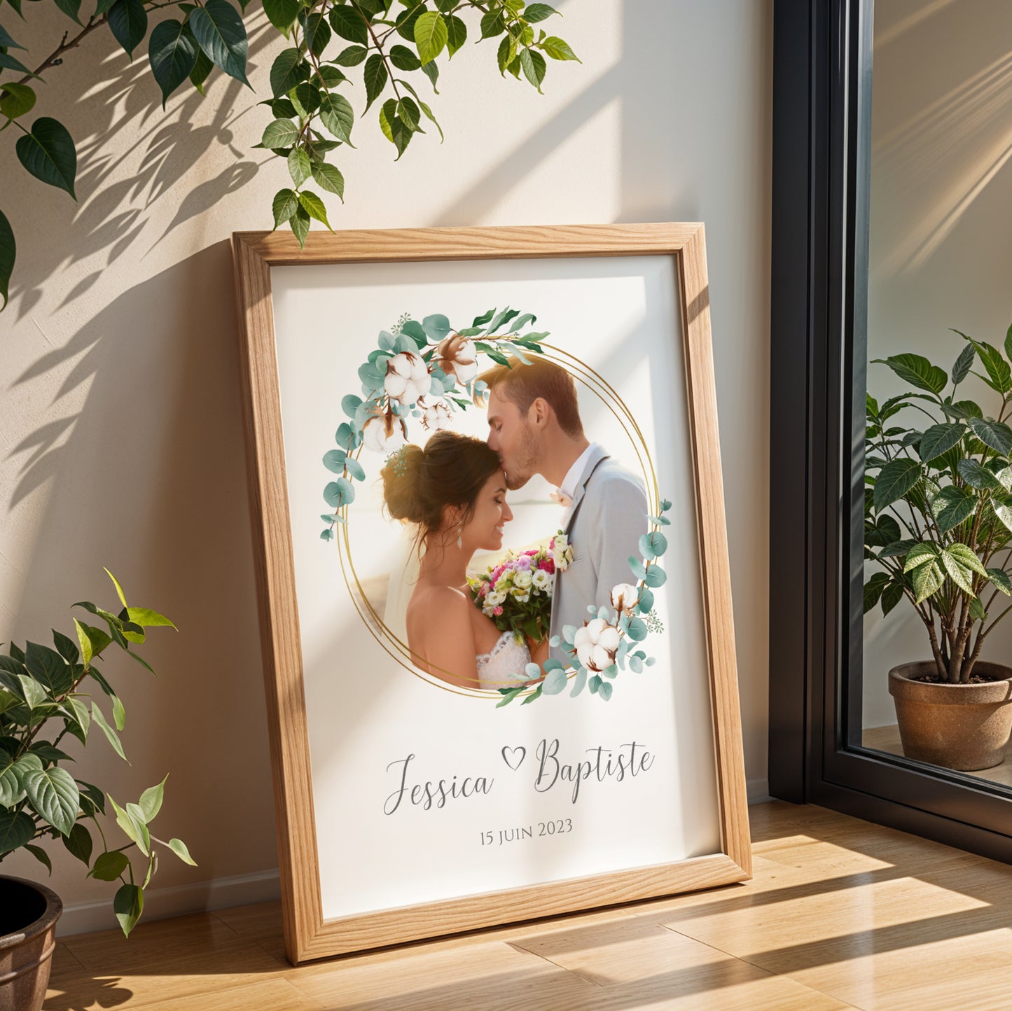 Affiche couple photo noce de coton -  1 an de mariage - affiche anniversaire de mariage  par Le Temps des Paillettes