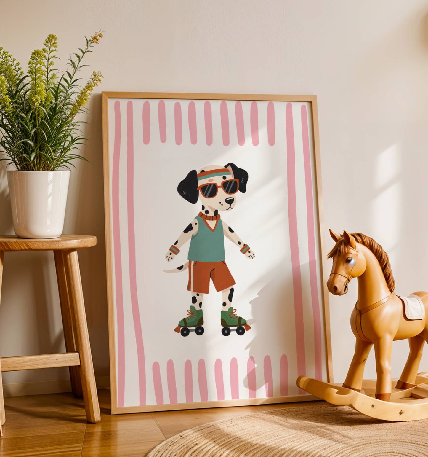 Affiche Enfant Chien en Roller Cool – Affiche Animaux Sportive pour Chambre d’Enfant, Poster Déco Fun et Cadeau Drole
