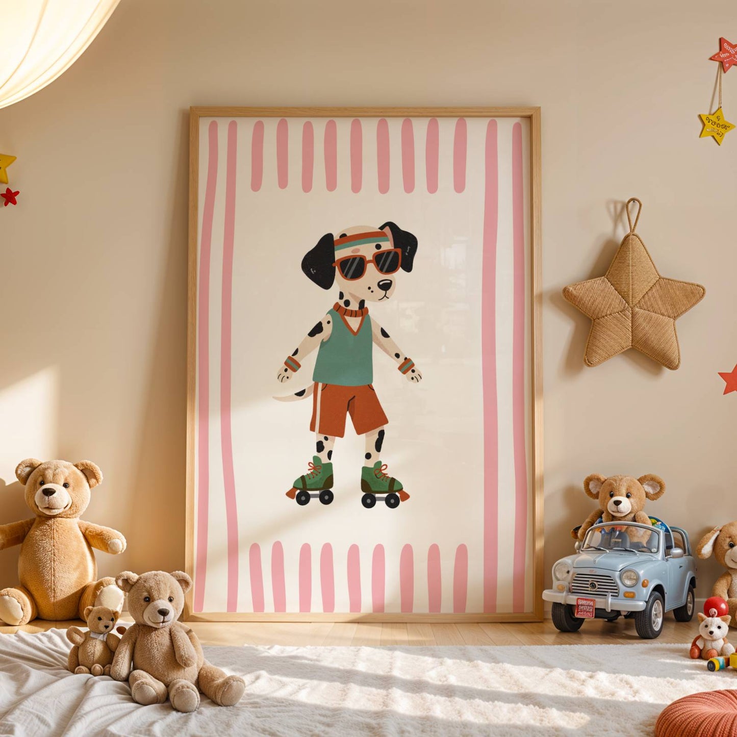 Affiche Enfant Chien en Roller Cool – Affiche Animaux Sportive pour Chambre d’Enfant, Poster Déco Fun et Cadeau Drole