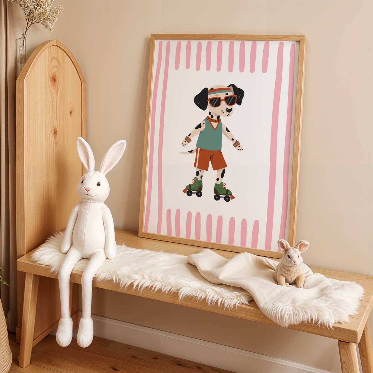 Affiche Enfant Chien en Roller Cool – Affiche Animaux Sportive pour Chambre d’Enfant, Poster Déco Fun et Cadeau Drole