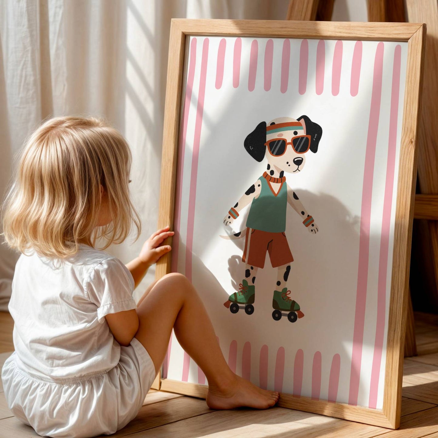 Affiche Enfant Chien en Roller Cool – Affiche Animaux Sportive pour Chambre d’Enfant, Poster Déco Fun et Cadeau Drole