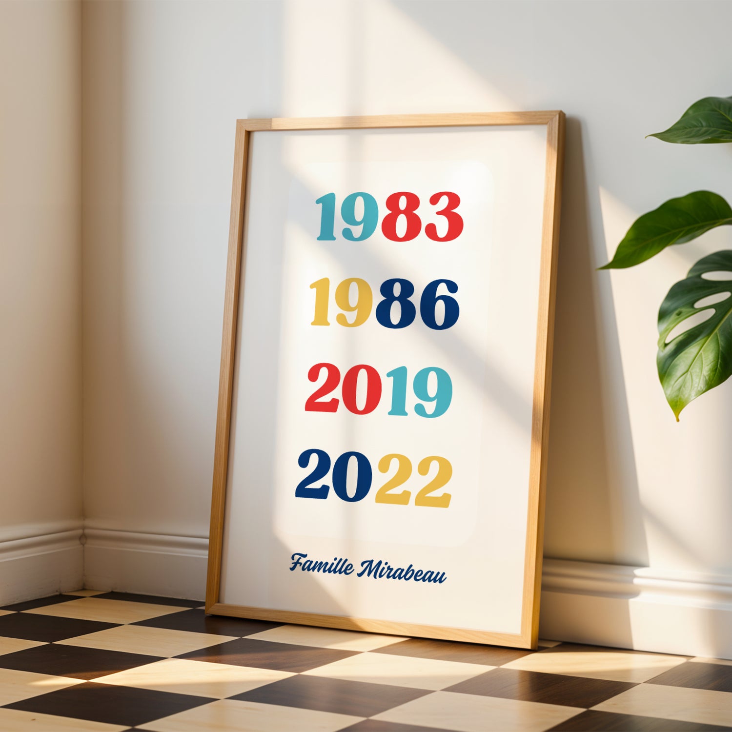 Affiche Dates de Naissance Famille Personnalisée Colorée – Poster Prénoms et Dates Cadeau Noël Anniversaire - Image 3