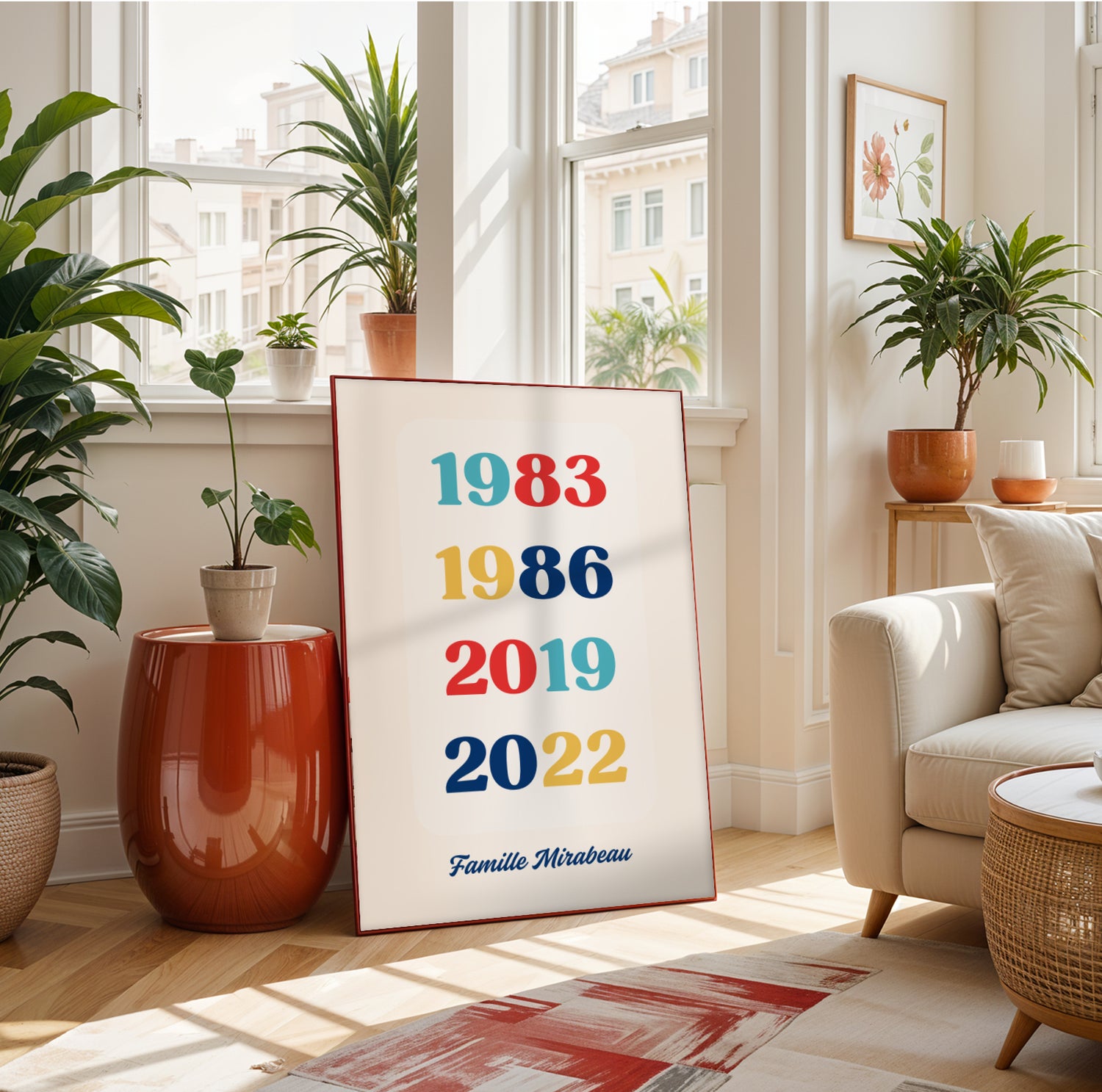 Affiche Dates de Naissance Famille Personnalisée Colorée – Poster Prénoms et Dates Cadeau Noël Anniversaire - Image 7