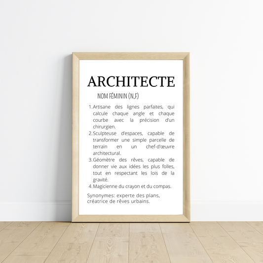 Affiche définition architecte - Affiche minimalistes architecte