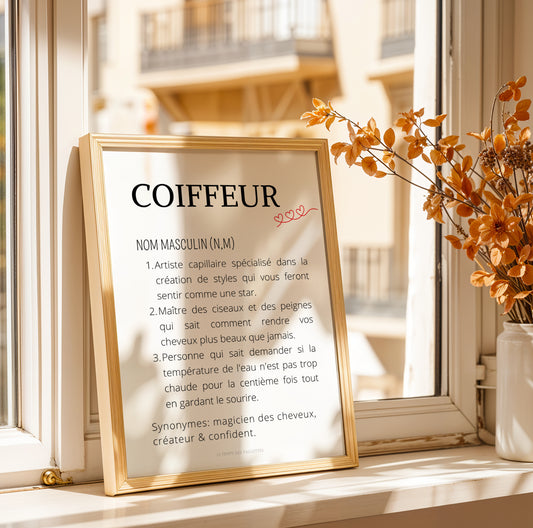 Affiche définition coiffeur - Affiche minimalistes coiffeur - Affiche salon de coiffure