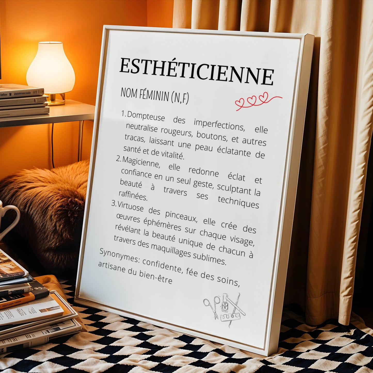 Affiche définition esthéticienne – Poster minimaliste métier