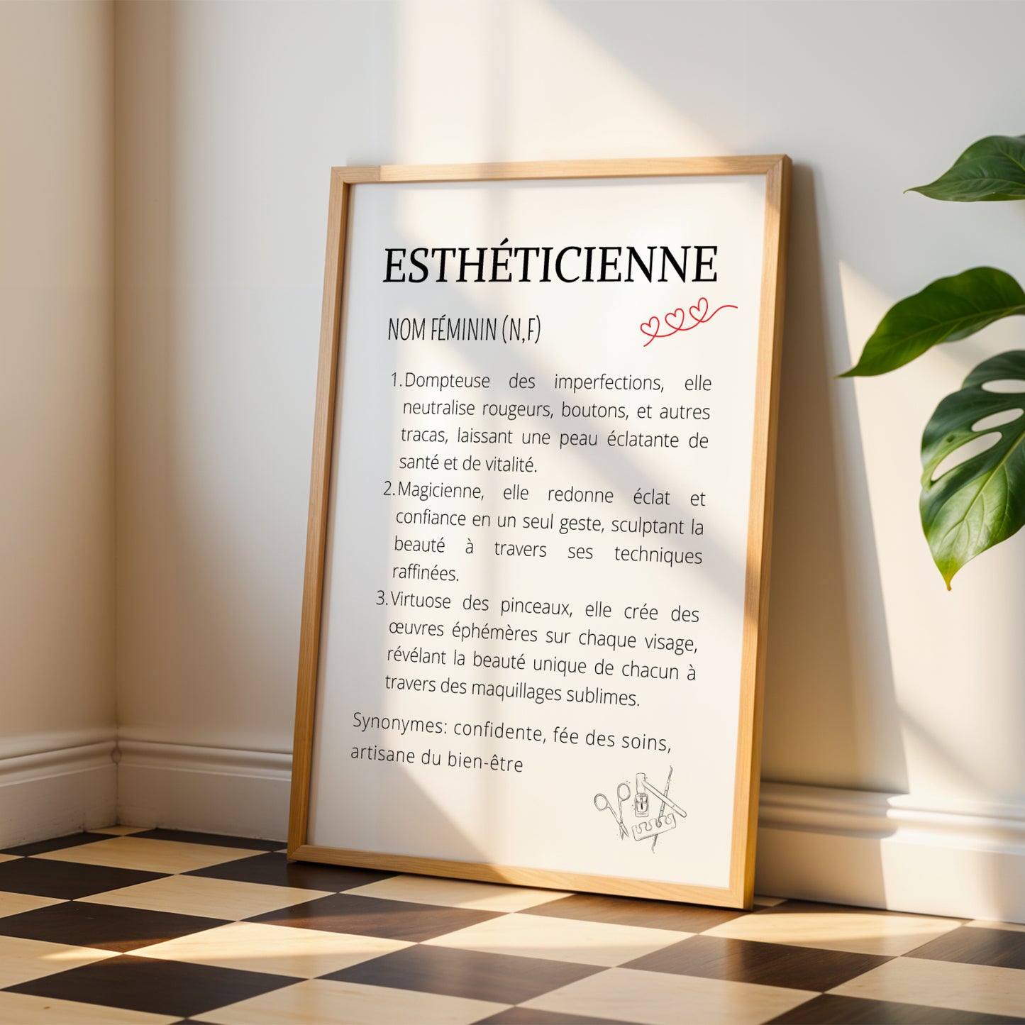 Affiche définition esthéticienne – Poster minimaliste métier