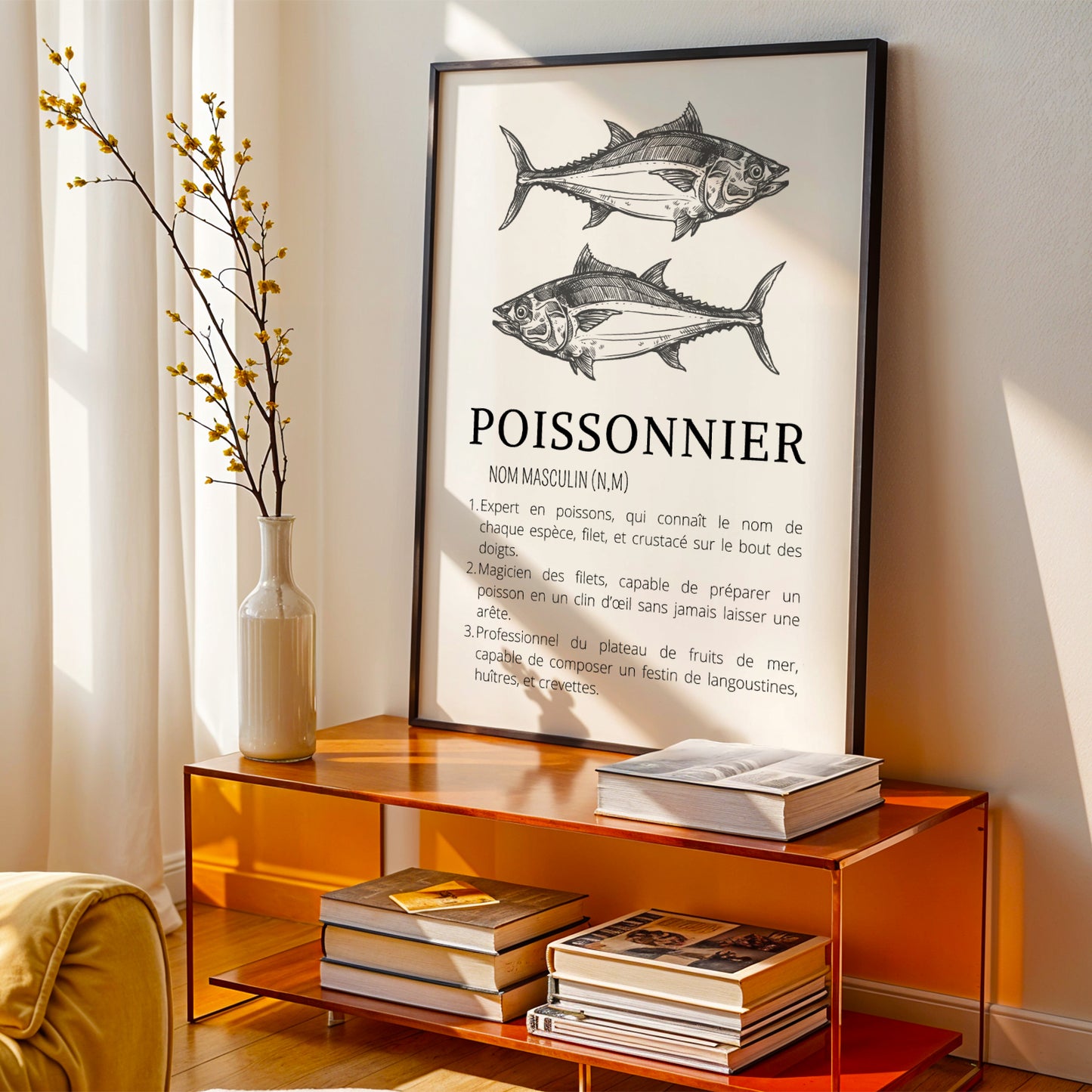 Affiche définition poissonnier - Affiche minimaliste pour poissonnerie - Décoration poissonnerie