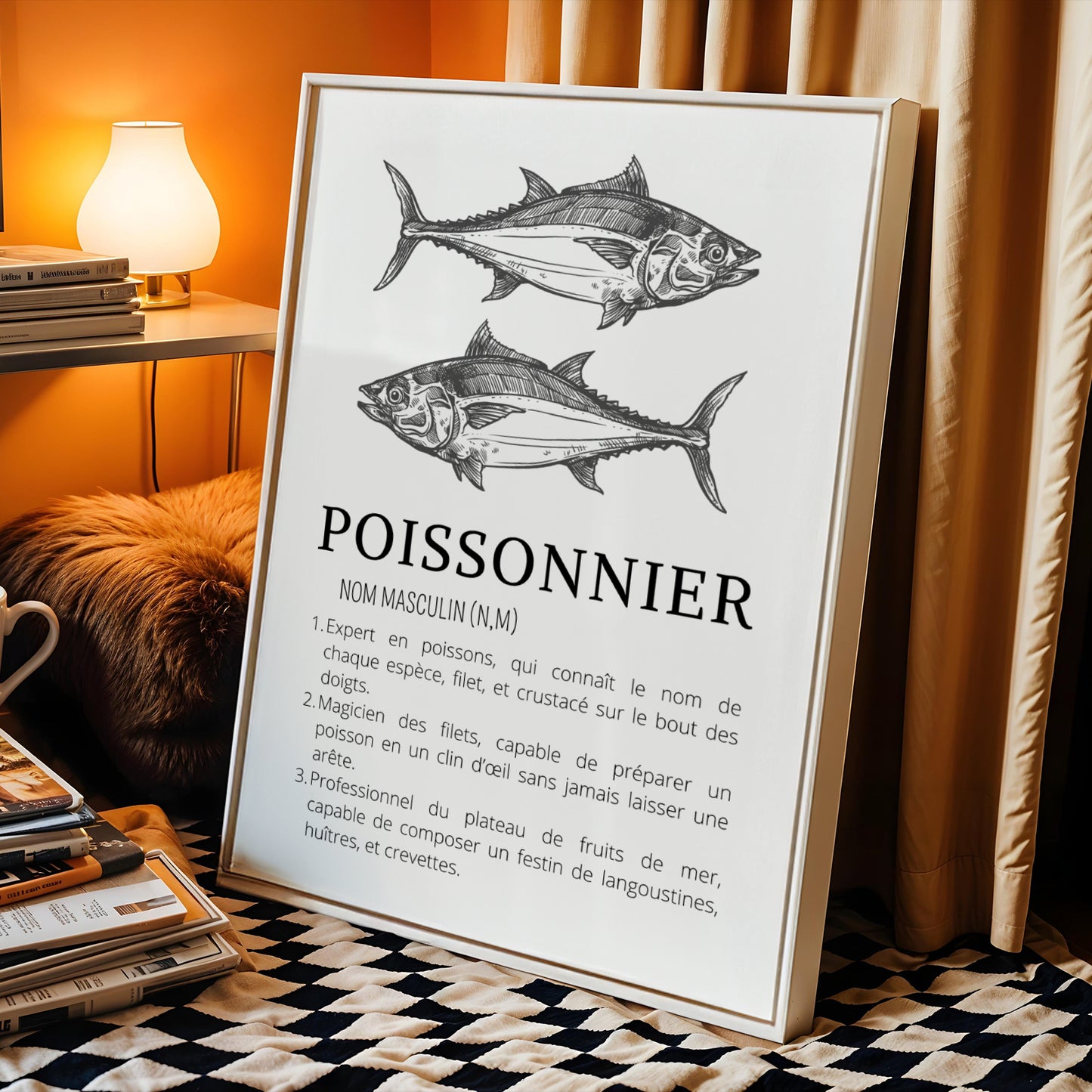 Affiche définition poissonnier - Affiche minimaliste pour poissonnerie - Décoration poissonnerie