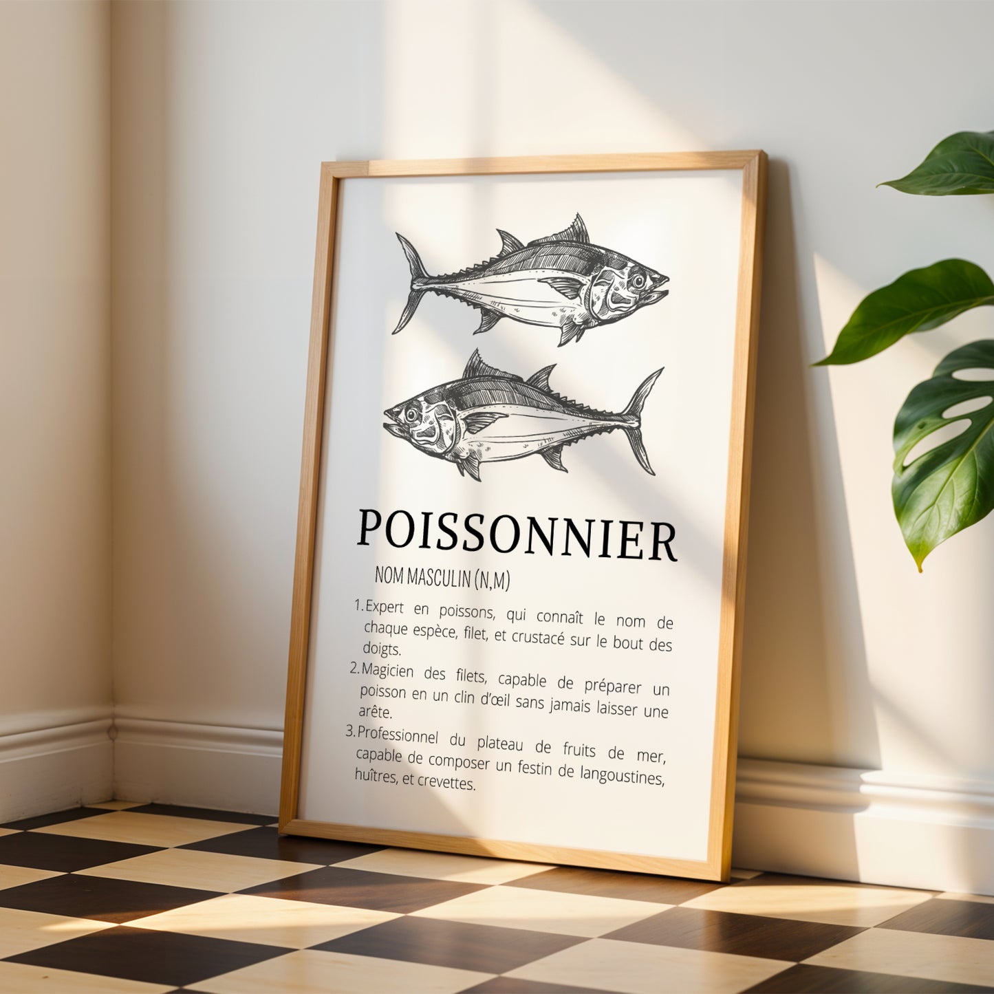 Affiche définition poissonnier - Affiche minimaliste pour poissonnerie - Décoration poissonnerie