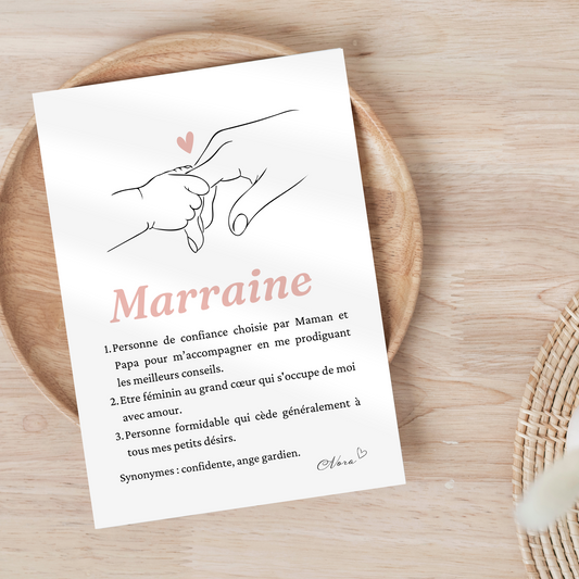 Affiche Marraine Personnalisée | Demande Originale et Cadeau Unique