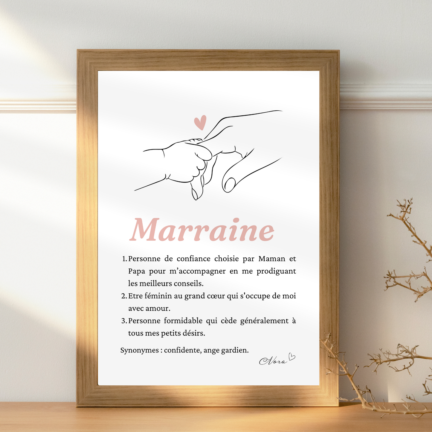 Affiche Marraine Personnalisée | Demande Originale et Cadeau Unique
