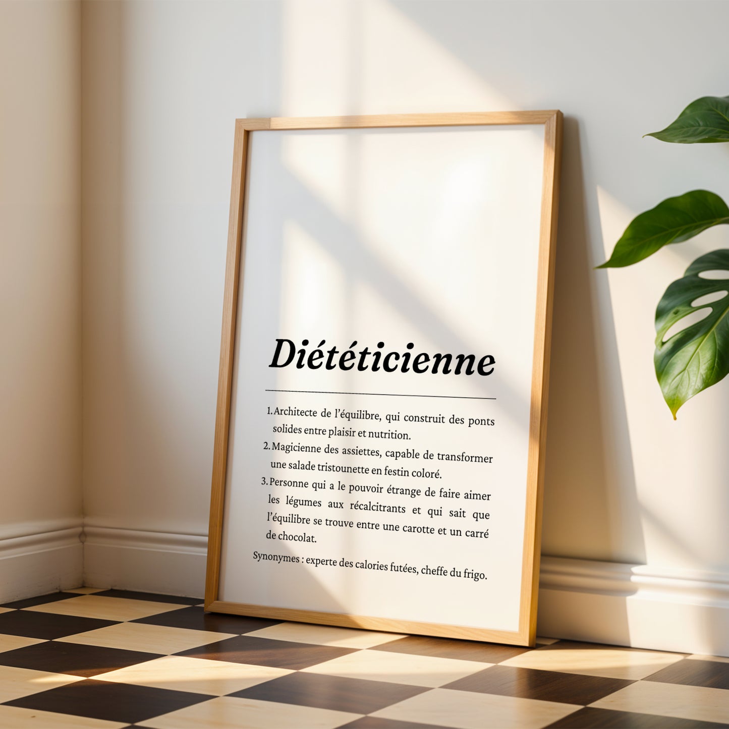 Affiche définition Diététicienne – Poster minimaliste métier – Idée cadeau noel pour Diététicienne – Décoration murale cabinet Diététicienne