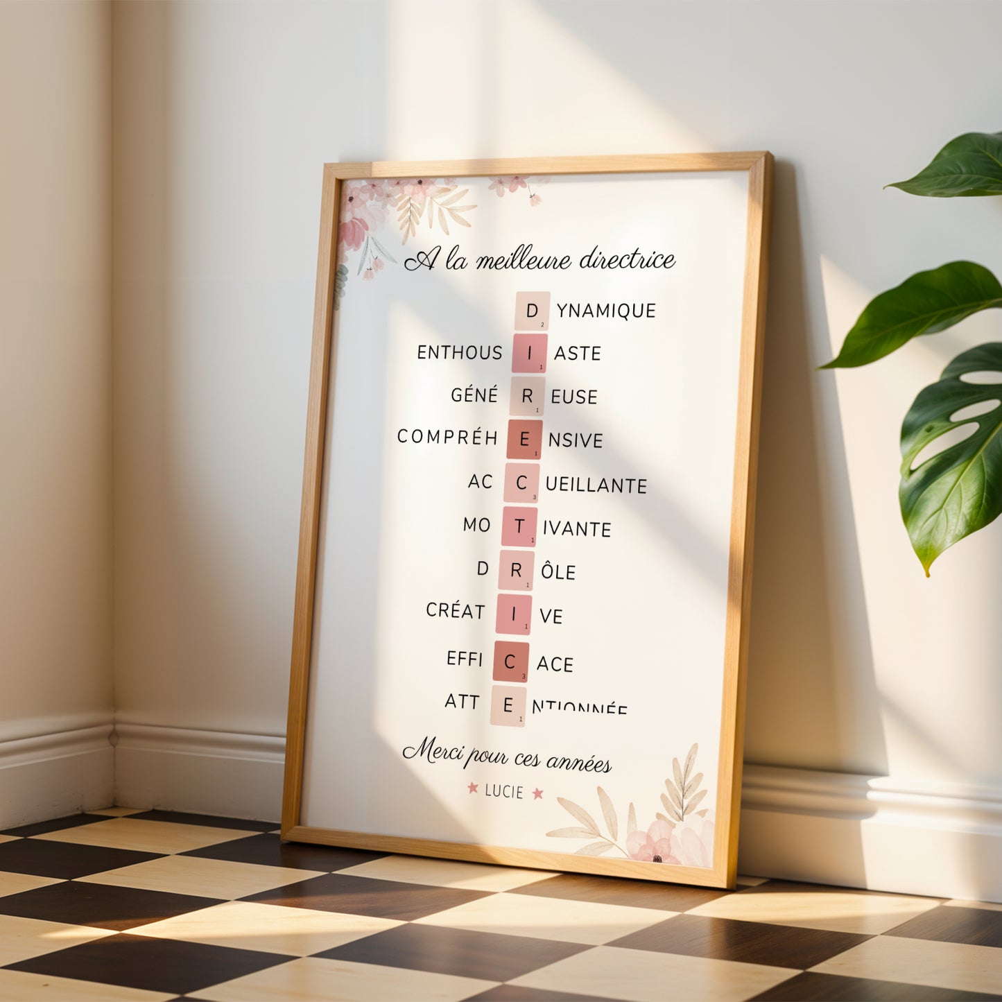 Affiche Scrabble Directrice École Personnalisée – Cadeau Directrice Fin d'Année Original - Image 1