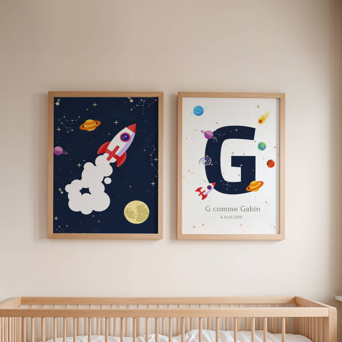 Lot 3 Affiches Chambre Enfant Espace Alphabet Chiffres Prénom – Galerie Murale Éducative Cadeau Naissance Garçon - Image 12