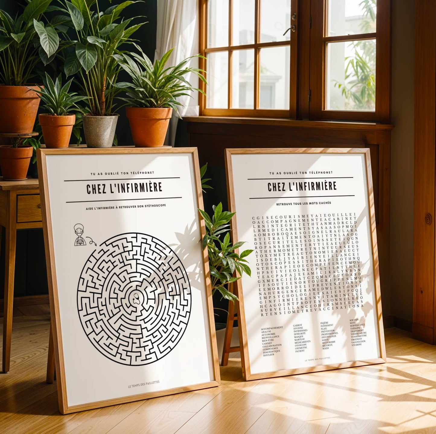 Duo affiches infirmière personnalisées – Décoration murale cabinet infirmier – Idée cadeau aide soignante – Art infirmiere bureau