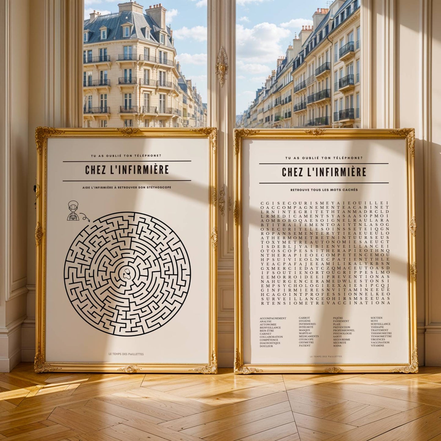 Duo affiches infirmière personnalisées – Décoration murale cabinet infirmier – Idée cadeau aide soignante – Art infirmiere bureau