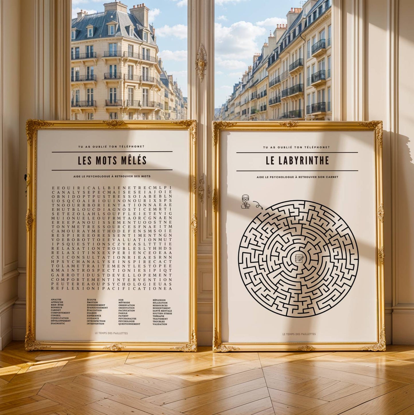 Duo Affiches Salle d'attente Psychologue : Mots Meles Géant et Labyrinthe - Image 2