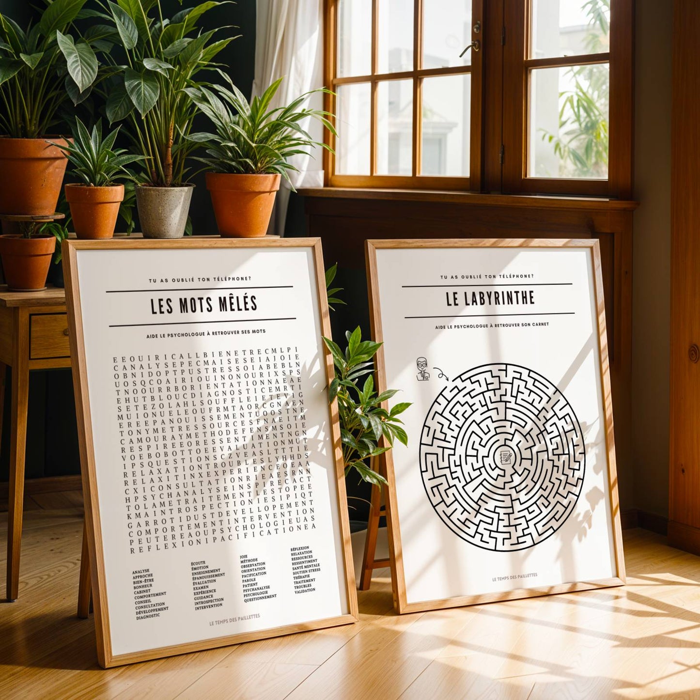 Duo Affiches Salle d'attente Psychologue : Mots Meles Géant et Labyrinthe - Image 3
