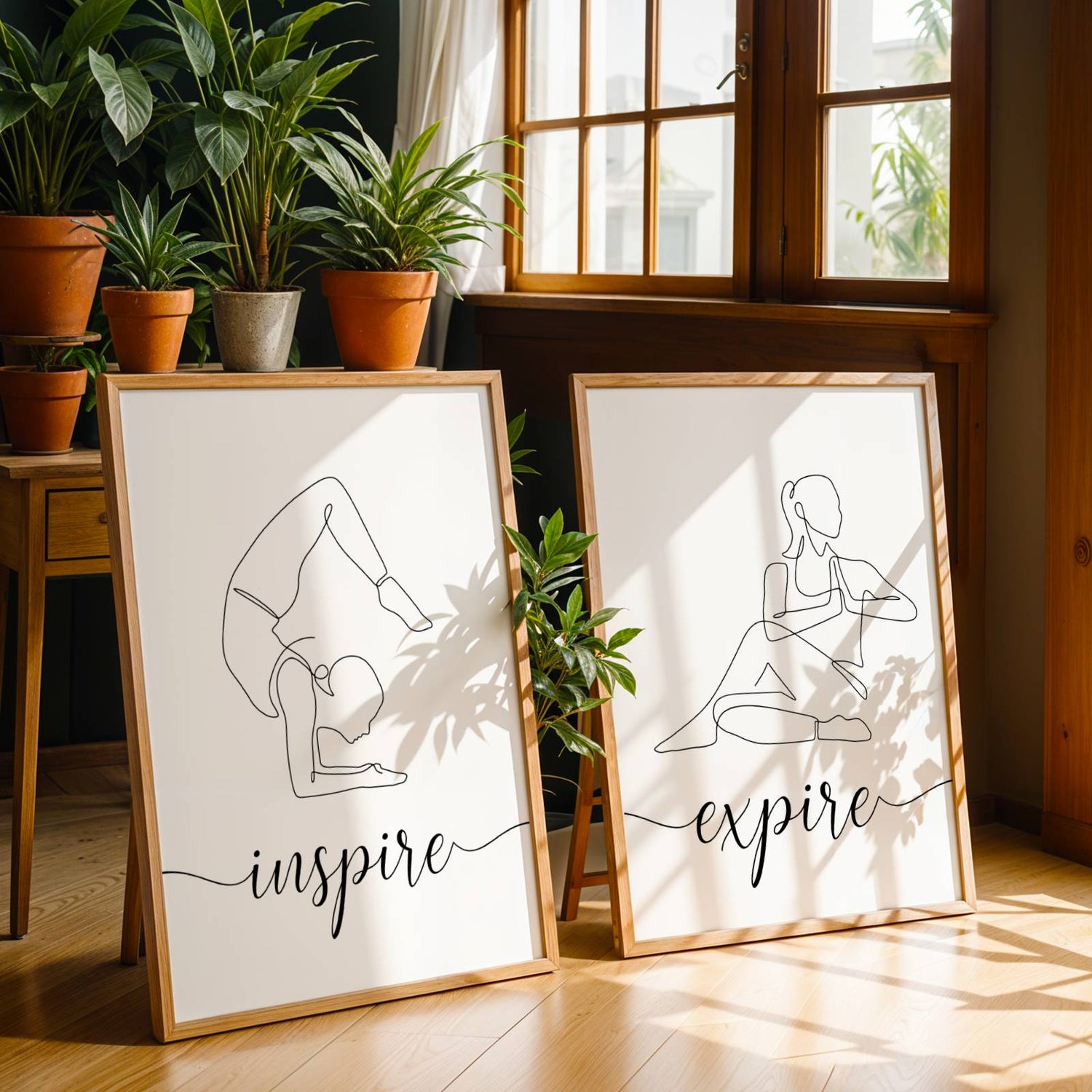 Affiche Inspire Expire Yoga, Affiche single line position yoga , décoration pour studio de Yoga par Le Temps des Paillettes - Image 4