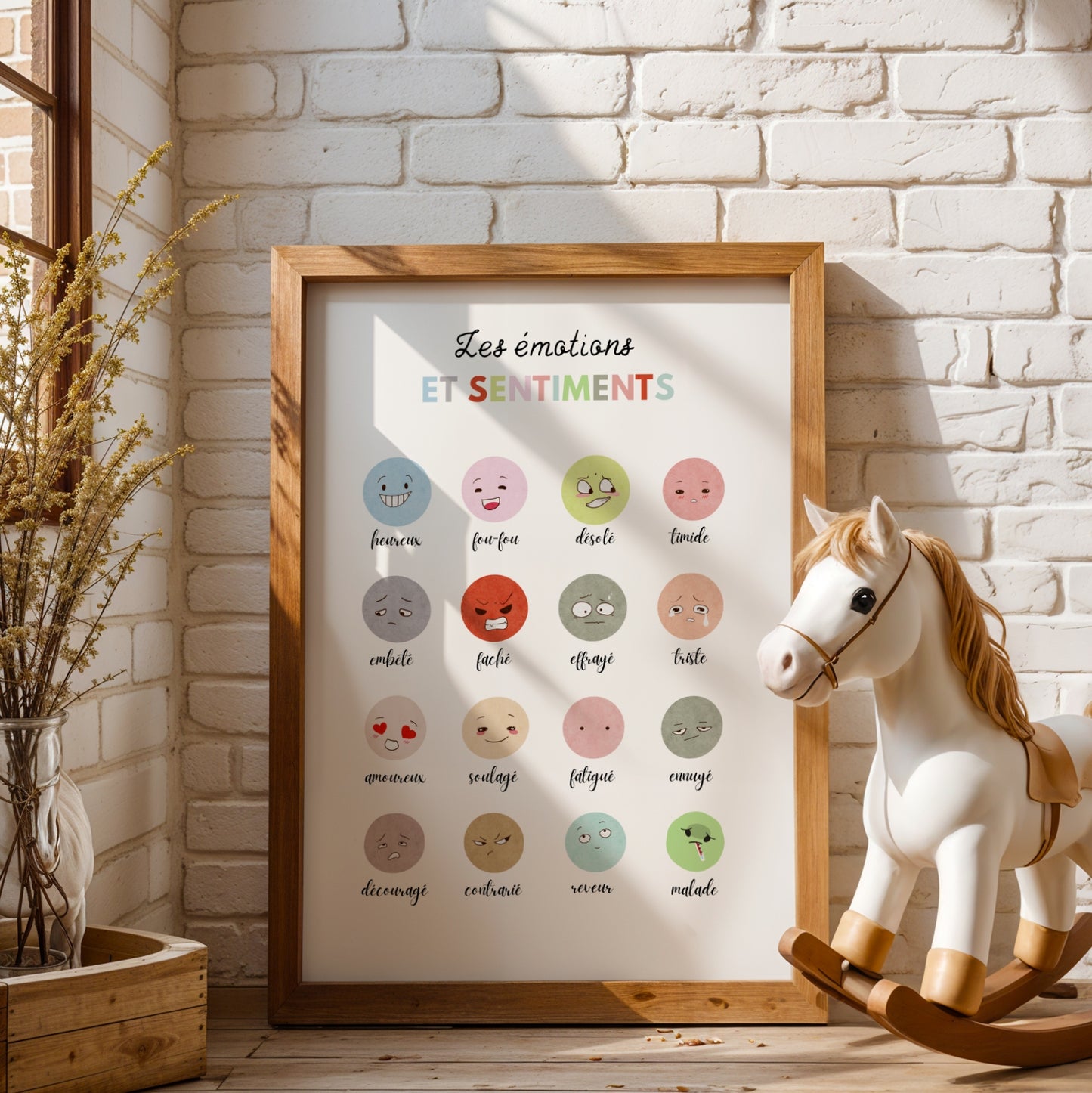 Affiche Éducative Enfant – Tableau des Émotions en Français – Poster Pédagogique pour Apprendre les Sentiments