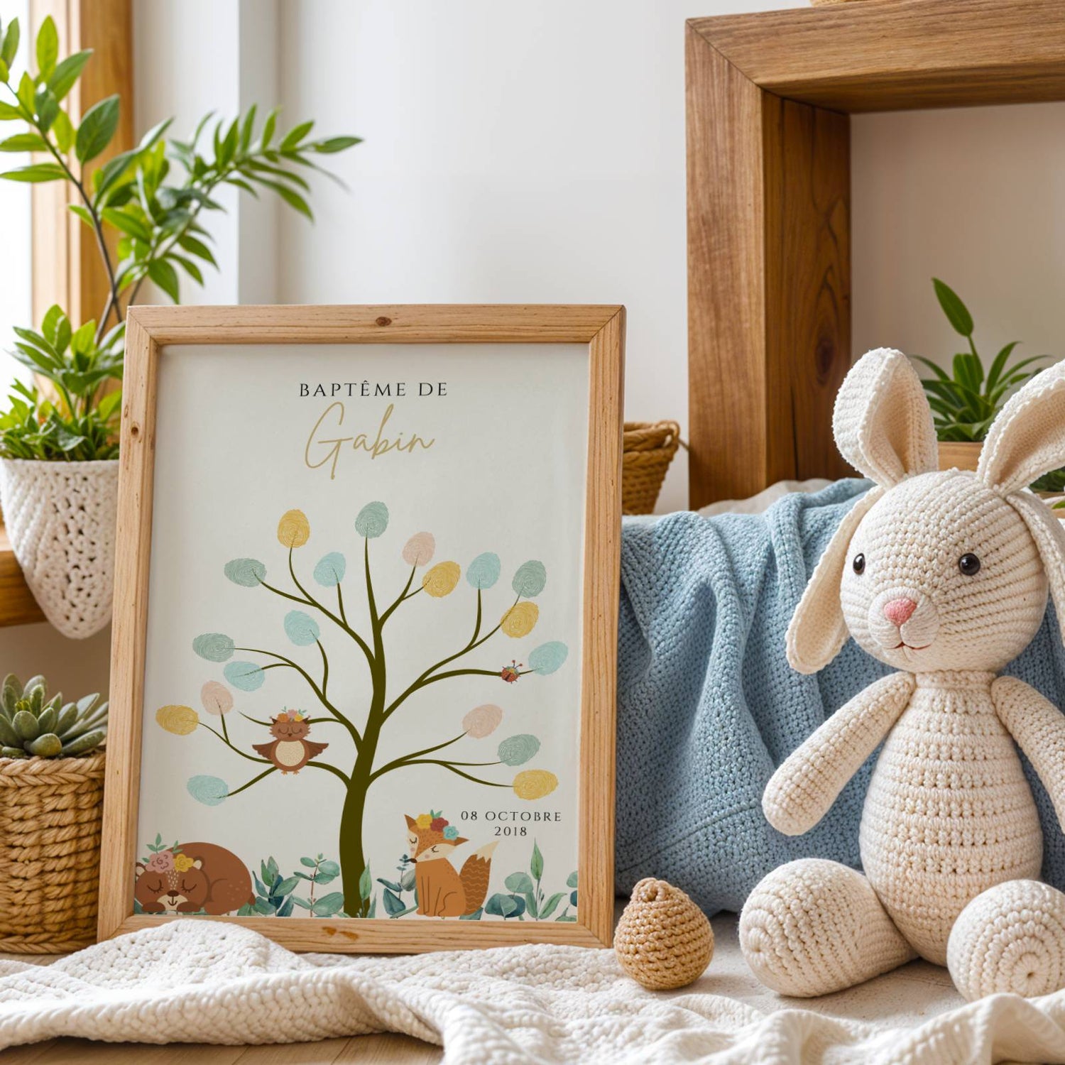 Affiche arbre à empreintes baptême personnalisé – souvenir cérémonie bébé - Image 4