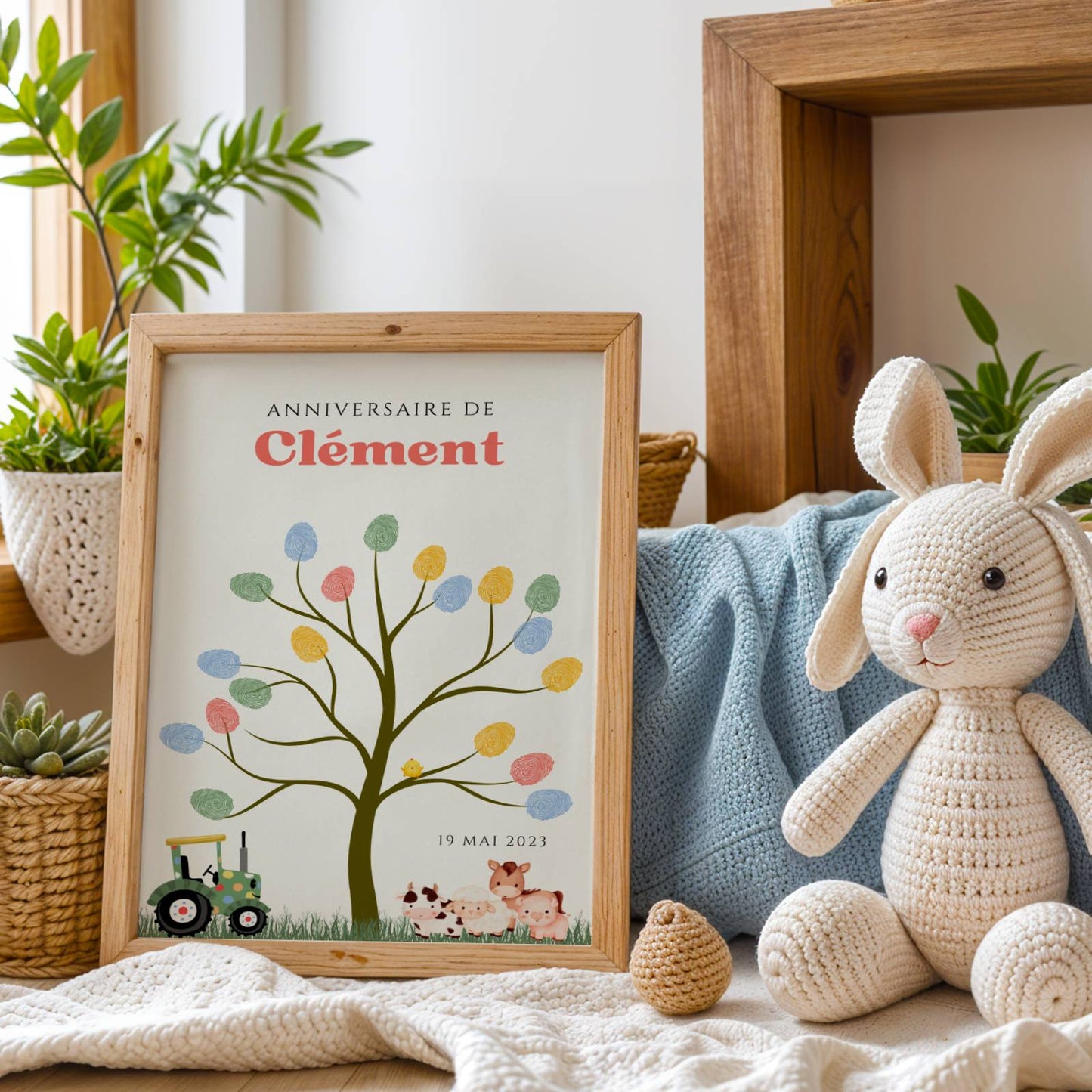 Arbre à empreintes tracteur anniversaire - Déco anniversaire personnalisé par le Temps des Paillettes - Image 3