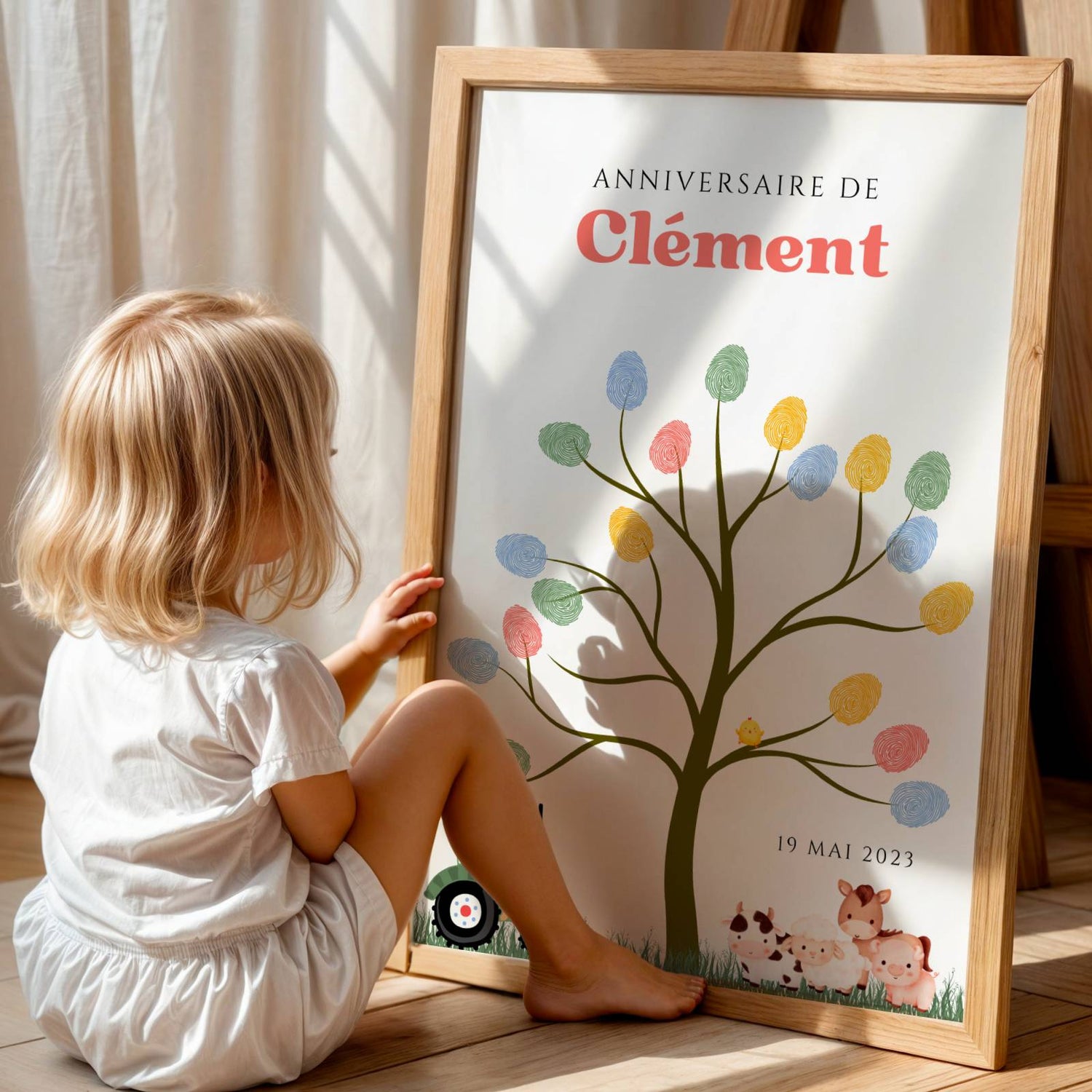 Arbre à empreintes tracteur anniversaire - Déco anniversaire personnalisé par le Temps des Paillettes - Image 5