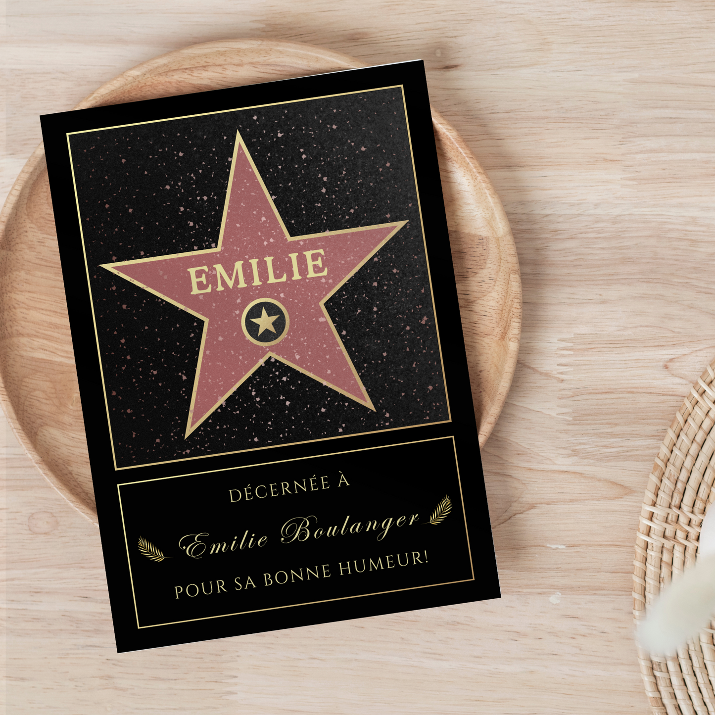Affiche Etoile De Star Personnalisé - Message Personnalisable - Poster Hollywood Boulevard - Affiche personnalisé - Idée cadeau noel