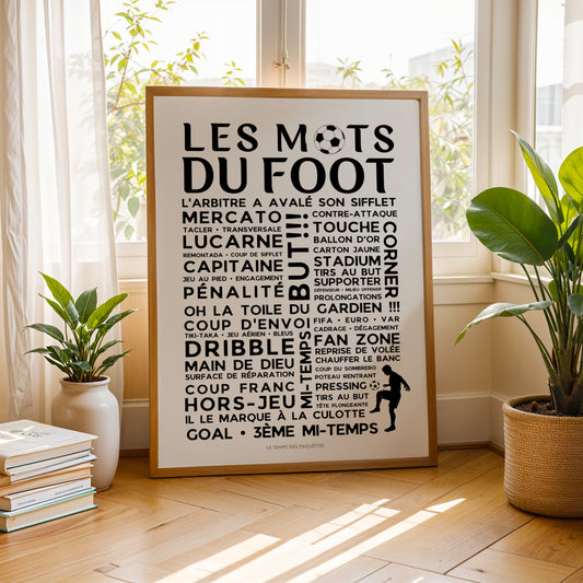 Affiches les mots du foot - Poster Foot - décoration de football, décoration de chambre d'enfants, cadeau de football