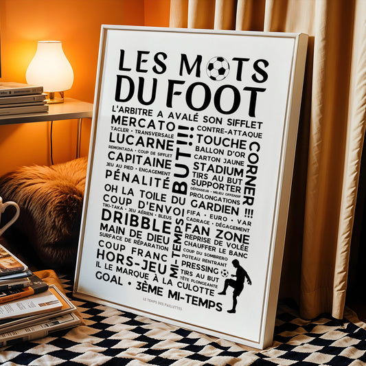 Affiches les mots du foot - Poster Foot - décoration de football, décoration de chambre d'enfants, cadeau de football
