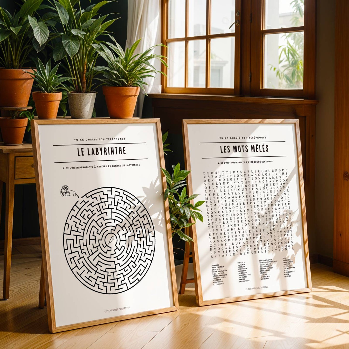 Duo Affiches Orthophoniste: Mots Meles Géant et Labyrinthe pour Salle d'attente - Image 3