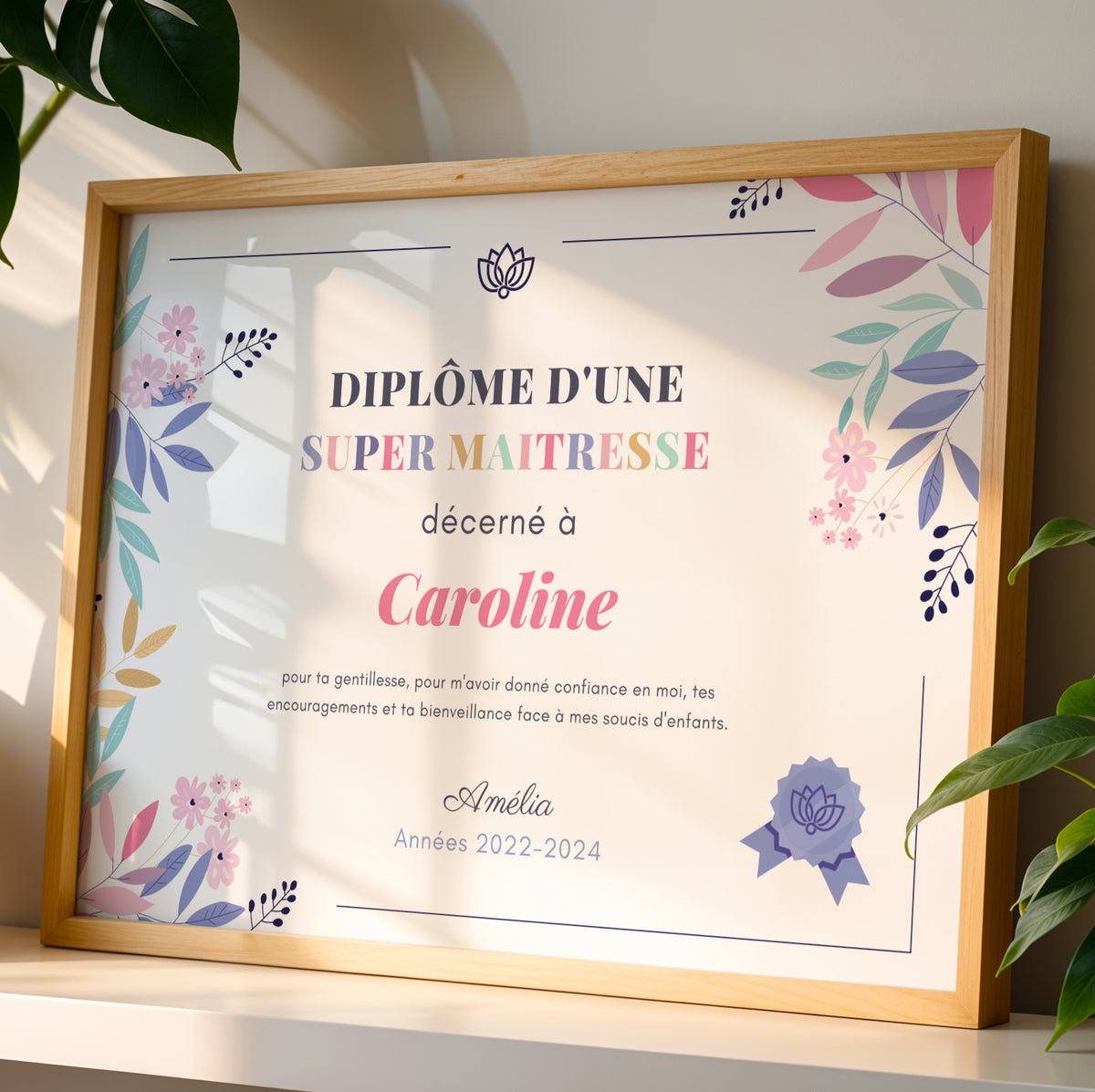 Diplôme Maîtresse Personnalisé – Cadeau Maîtresse Original Fin d'Année Scolaire à Imprimer - Image 3