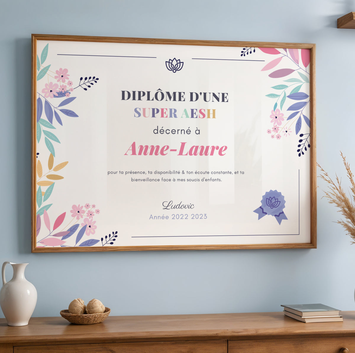 Diplôme AESH Personnalisé – Cadeau AESH Original Fin d'Année Scolaire à Imprimer - Image 3