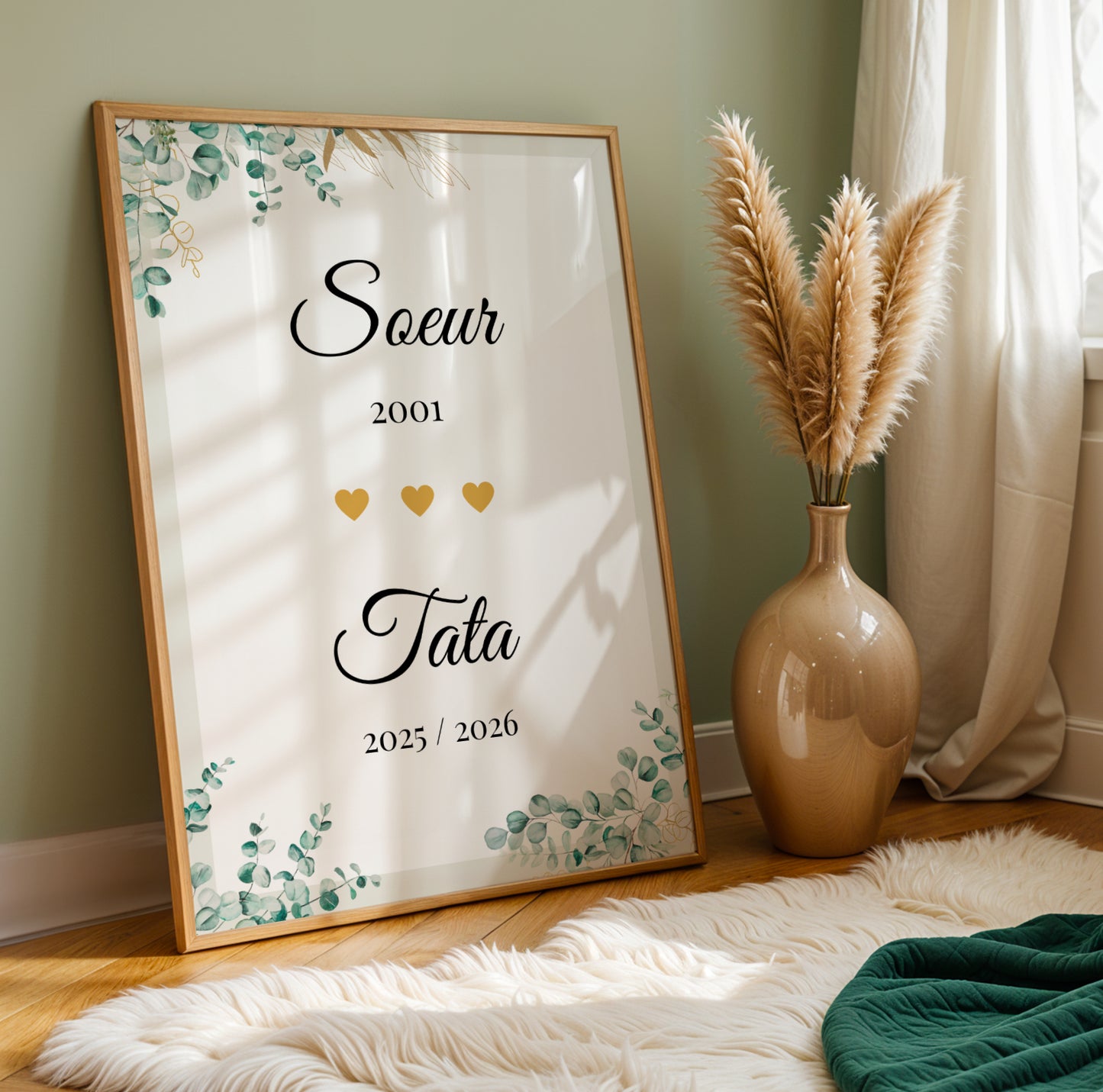 Affiche sœur tata personnalisée - cadeau annonce de grossesse tata