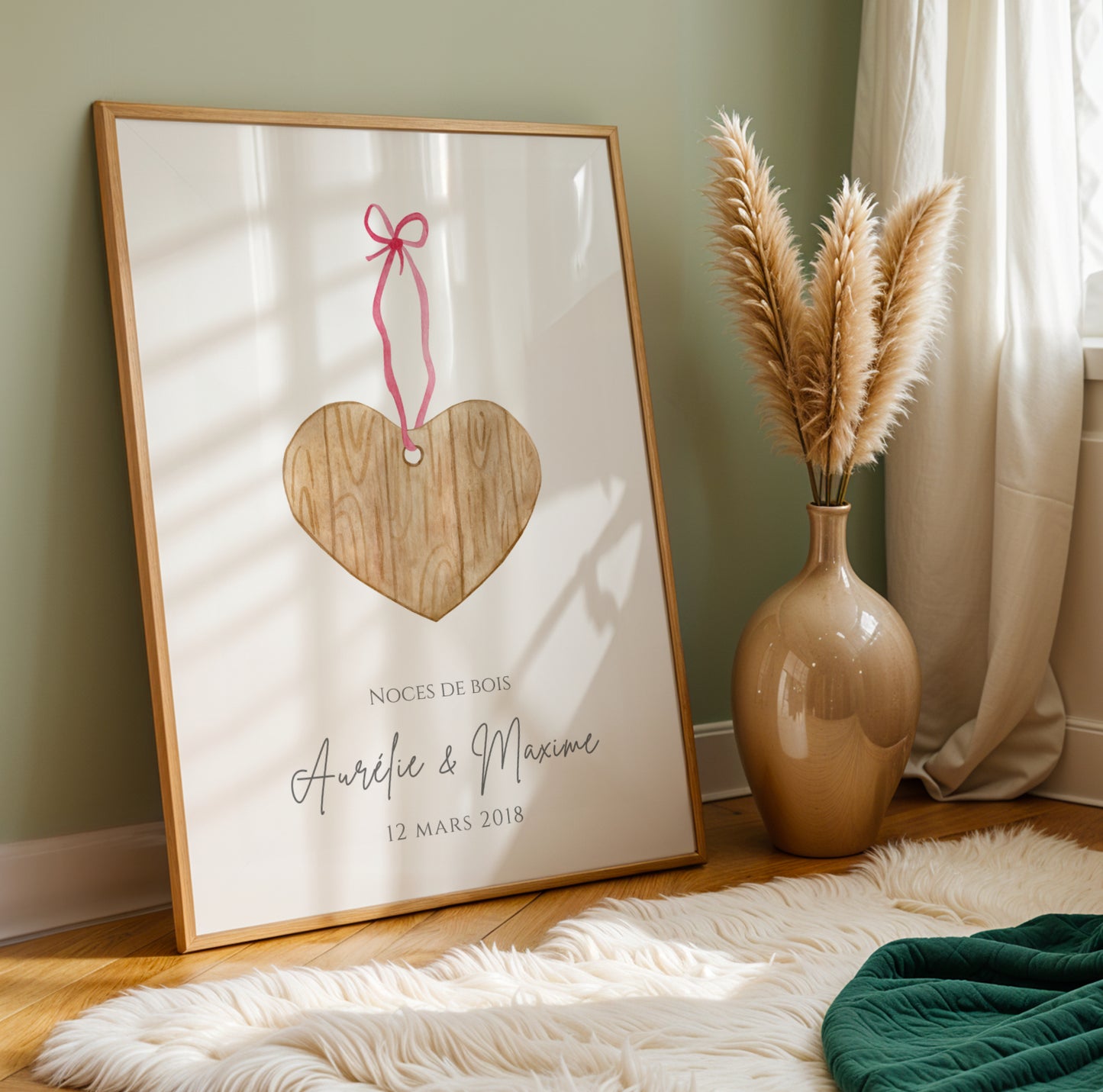 Affiche couple noces de bois -  5 ans de mariage