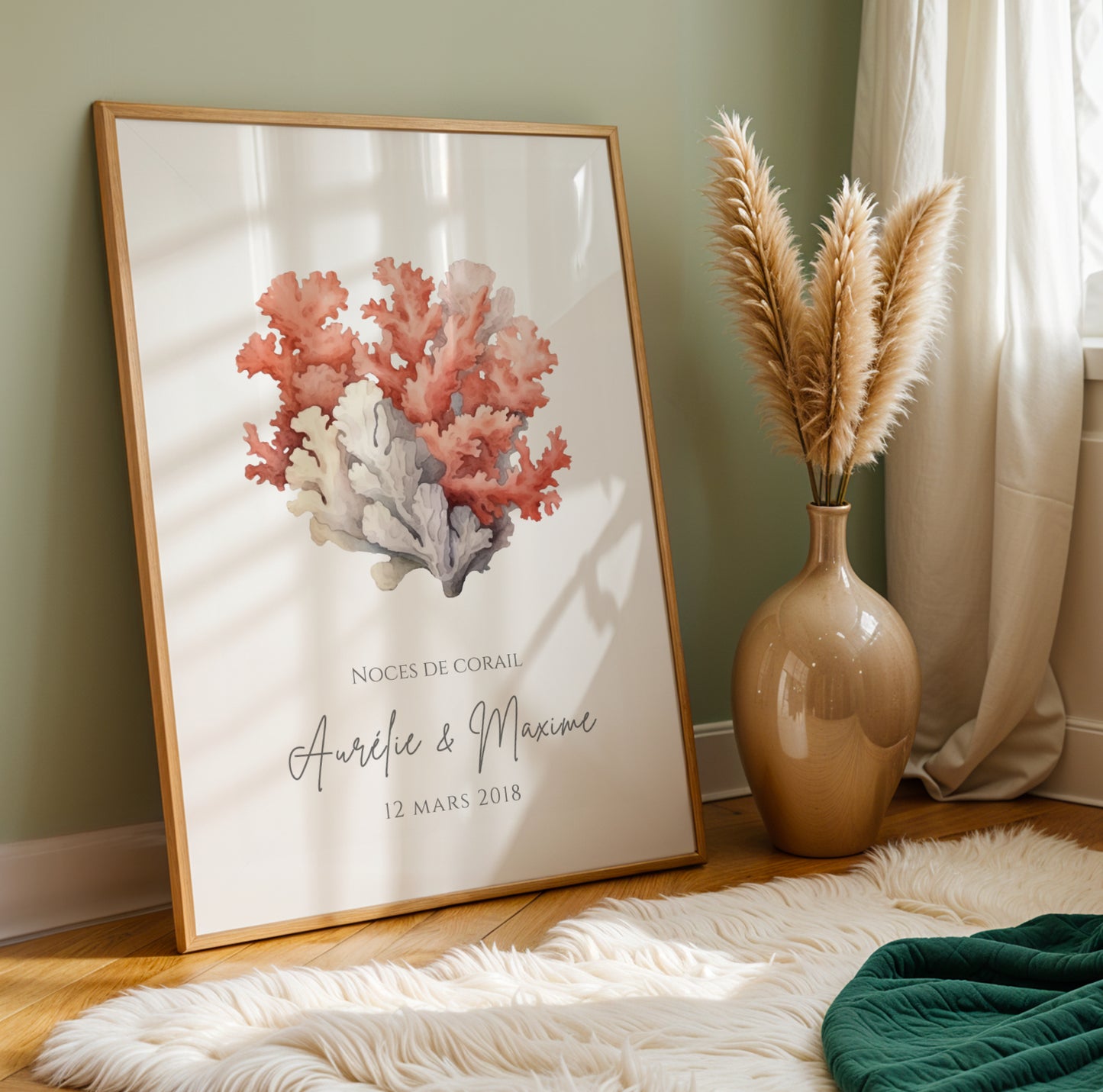 Affiche couple noces de corail -  11 ans de mariage