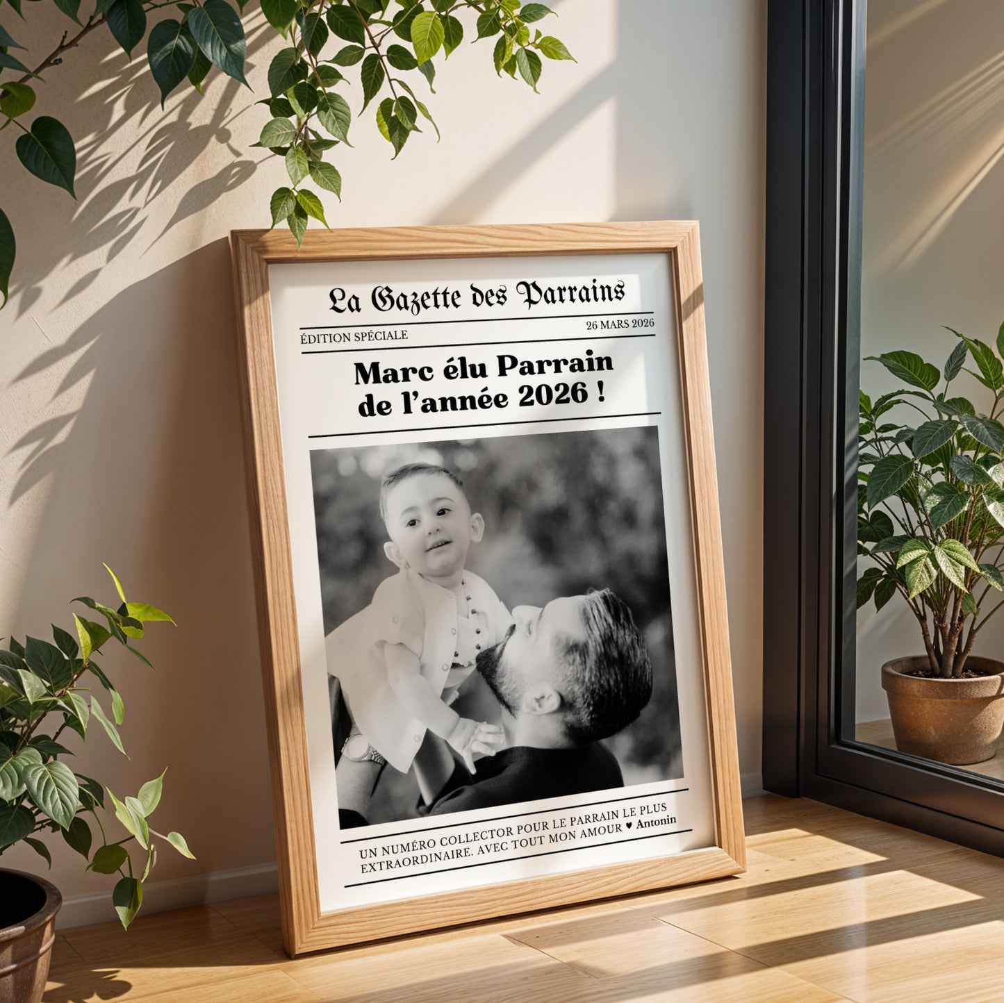 Affiche Parrain Personnalisée - La Gazette des Parrains – Cadeau Baptême