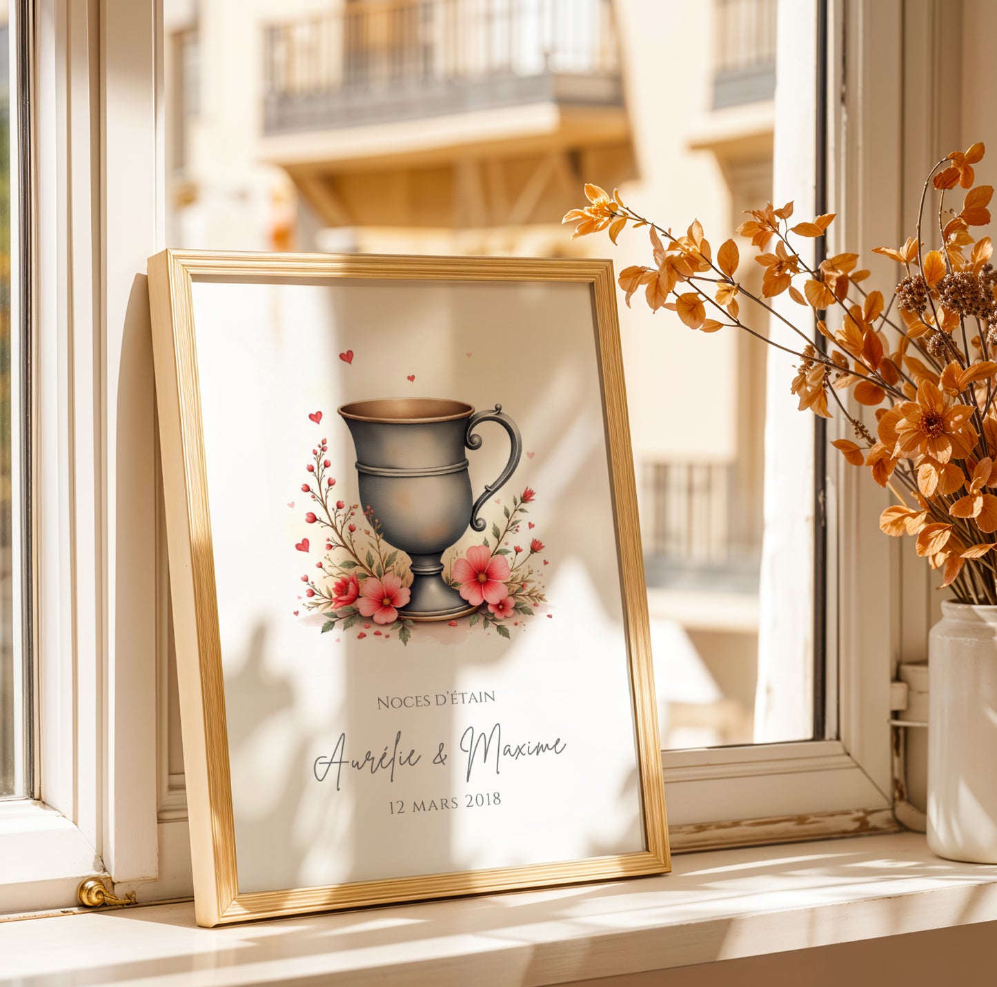Affiche couple noces d'étain -  10 ans de mariage