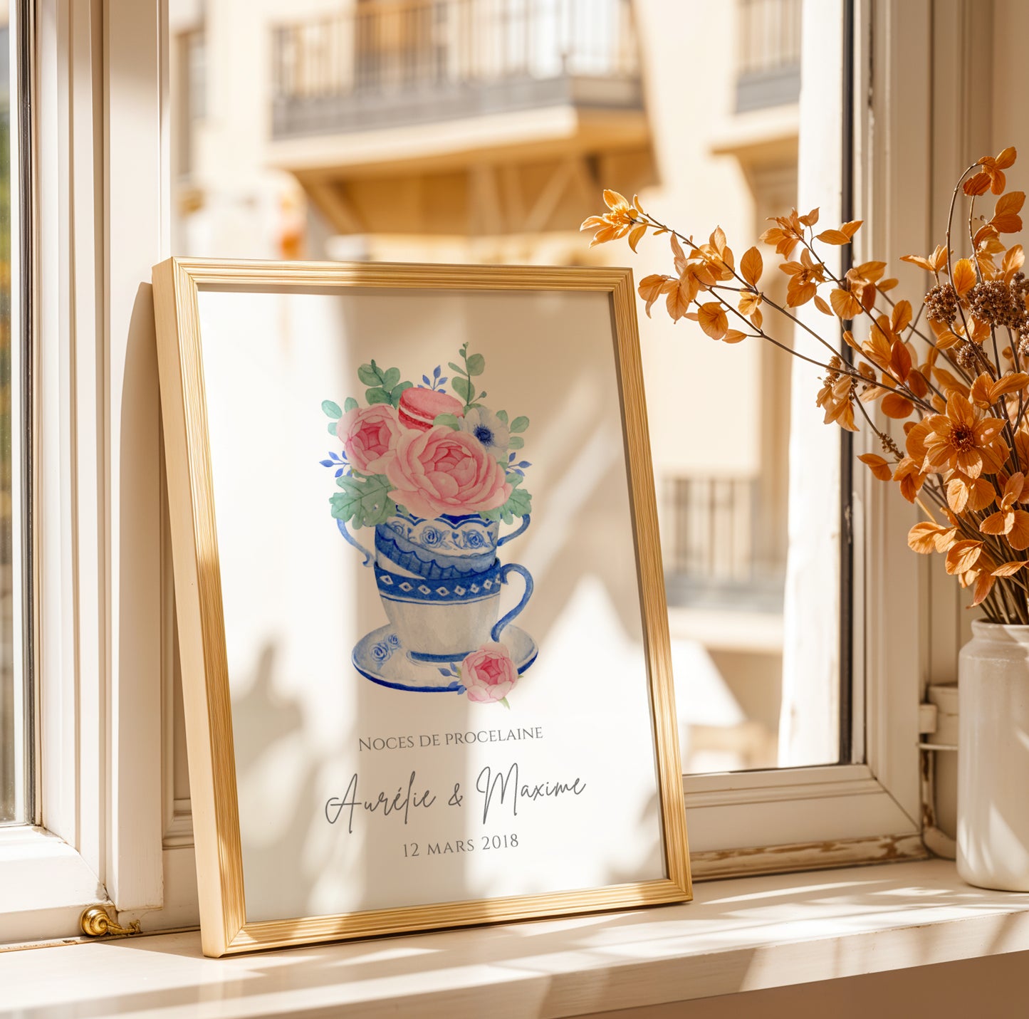 Affiche couple noces de porcelaine -  20 ans de mariage
