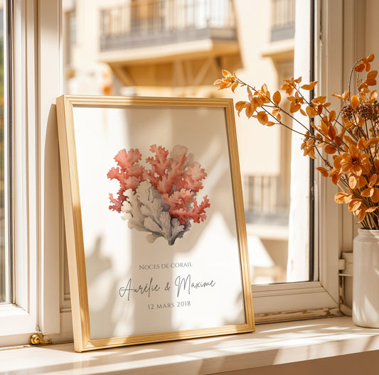 Affiche couple noces de corail -  11 ans de mariage
