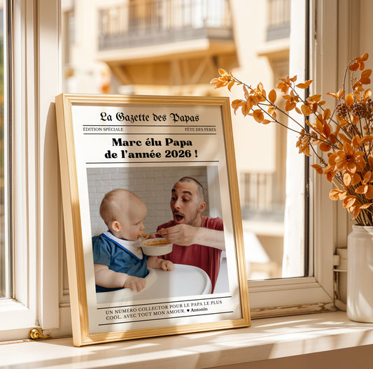 Affiche Papa Personnalisée - La Gazette des Papas – Cadeau Fête des Pères