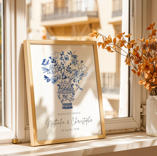 Affiche couple noces de faïence - 9 ans de mariage
