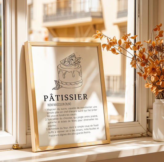 Affiche définition pâtissier - Affiche minimaliste pour pâtisserie & boulangerie - Décoration boulangerie