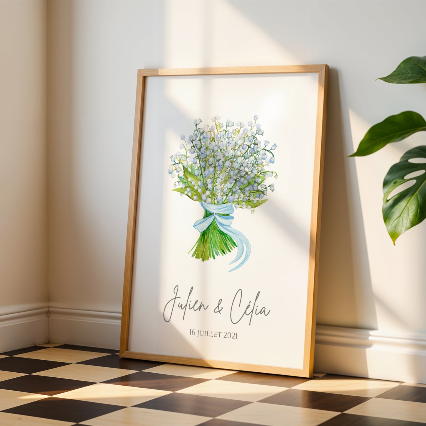 Affiche couple noce de muguet -  13 ans de mariage - affiche anniversaire de mariage  par Le Temps des Paillettes
