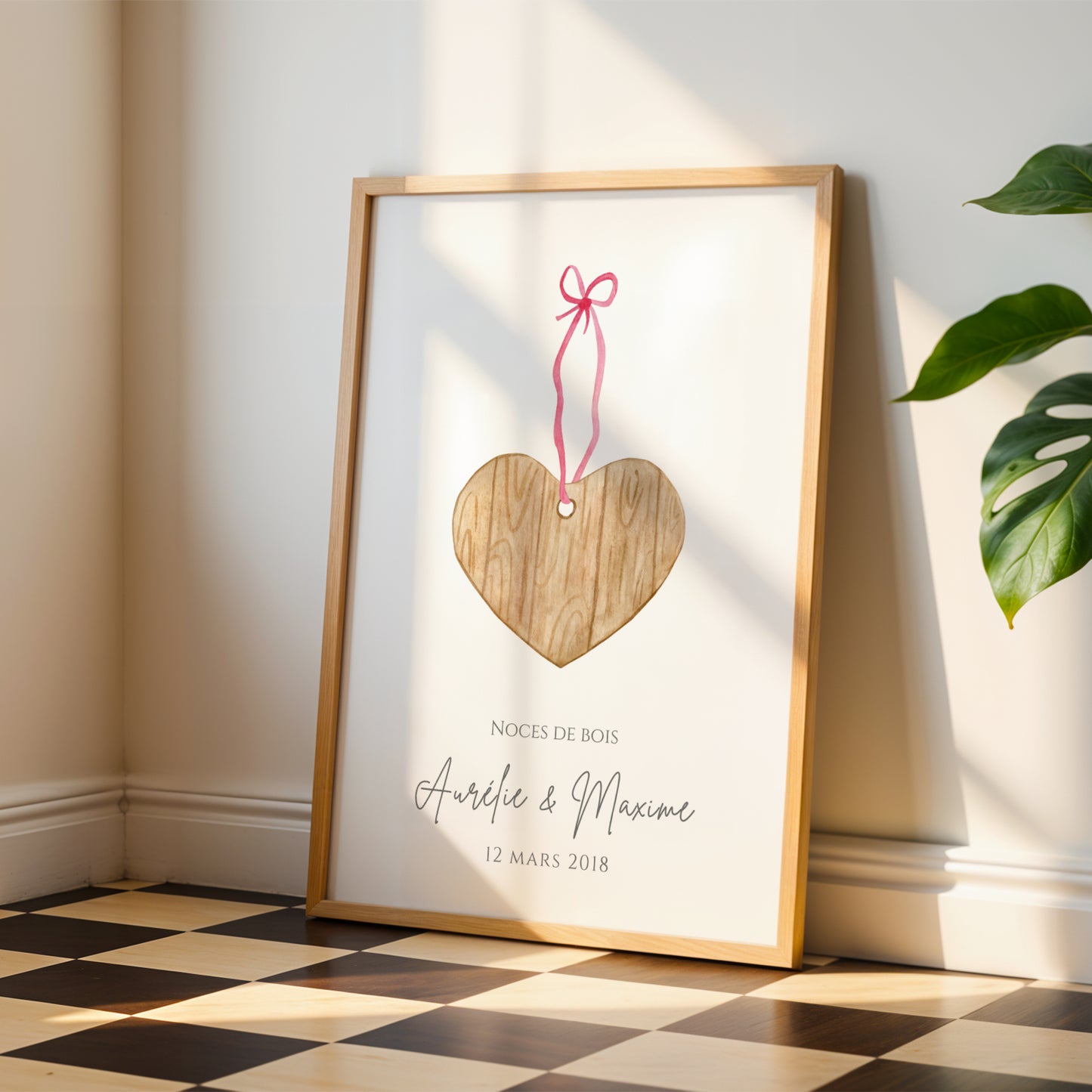 Affiche couple noces de bois -  5 ans de mariage