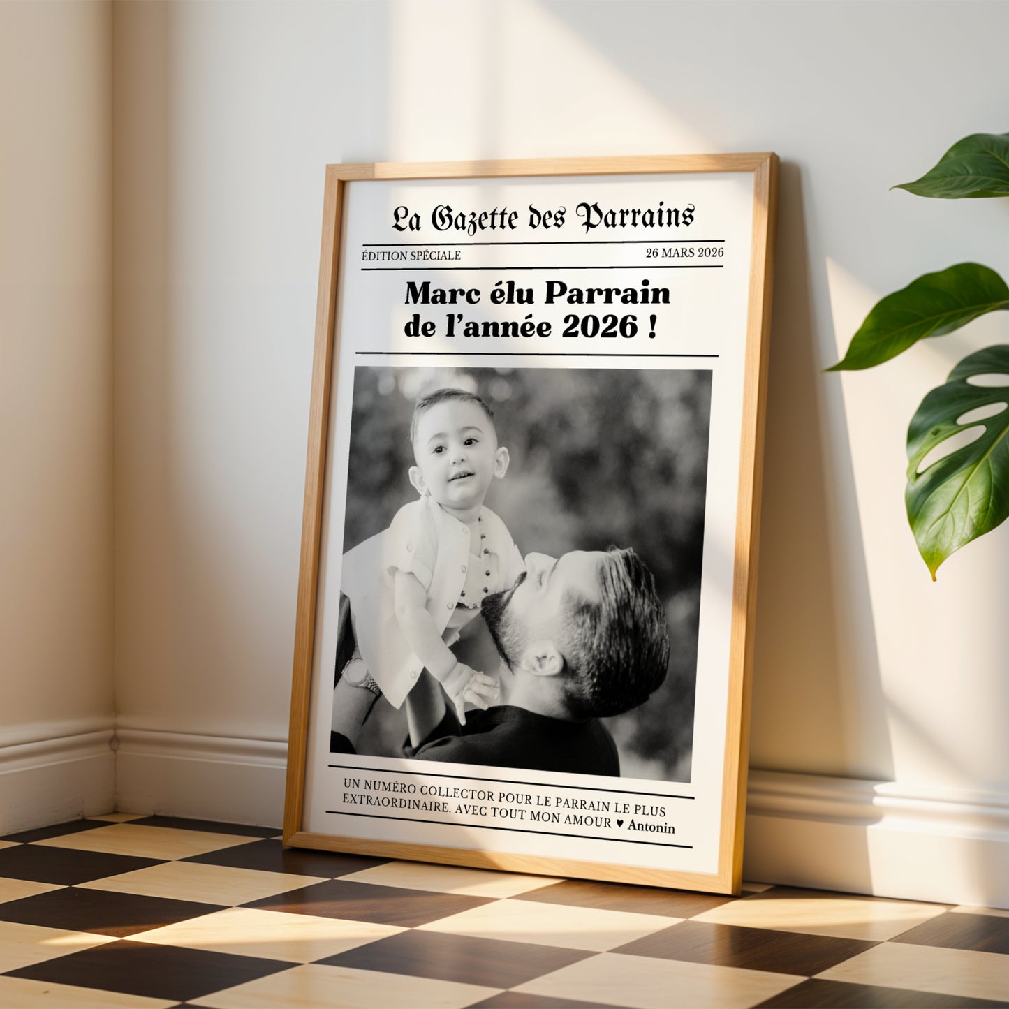 Affiche Parrain Personnalisée - La Gazette des Parrains – Cadeau Baptême
