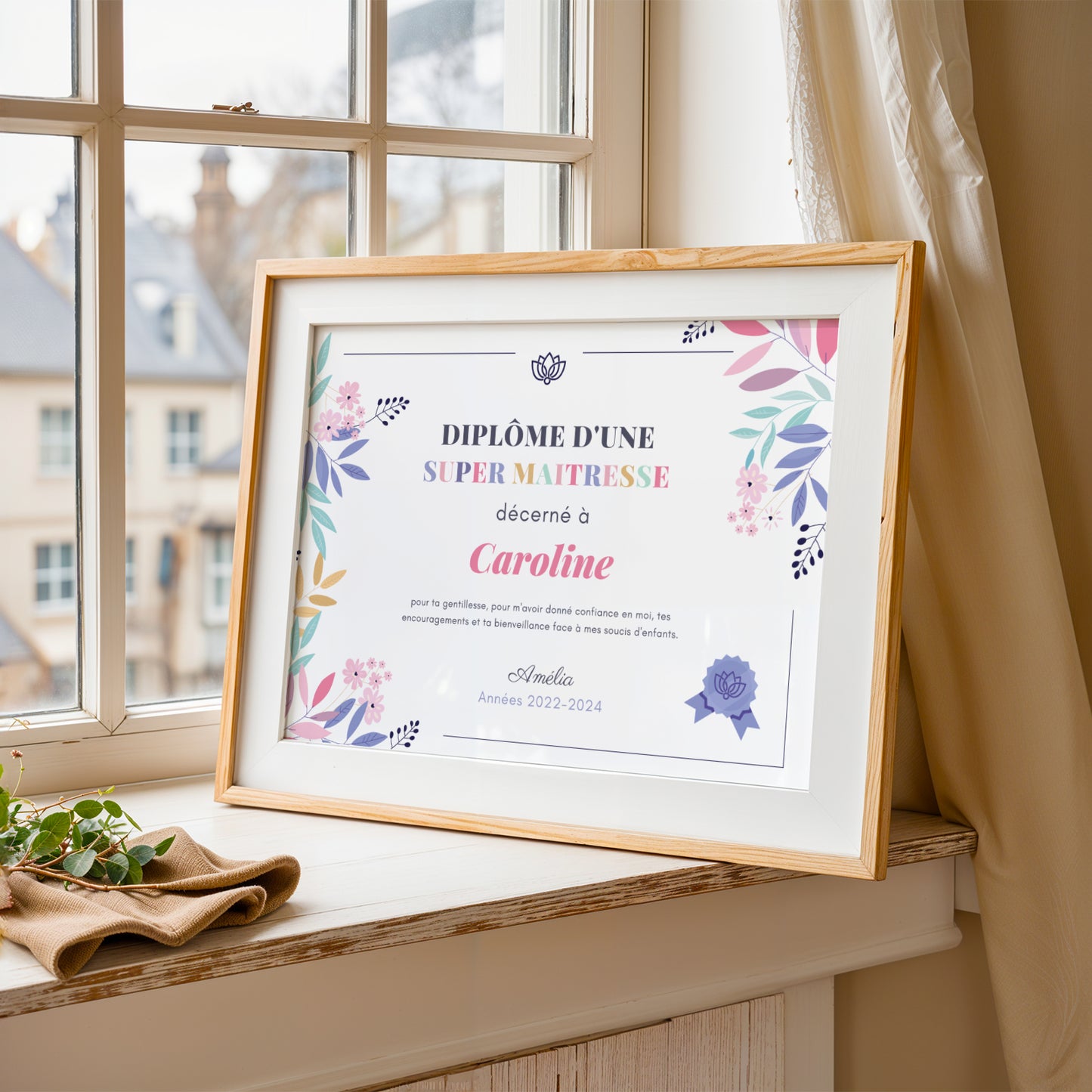 Diplôme personnalisé pour Maitresse – Cadeau école à imprimer