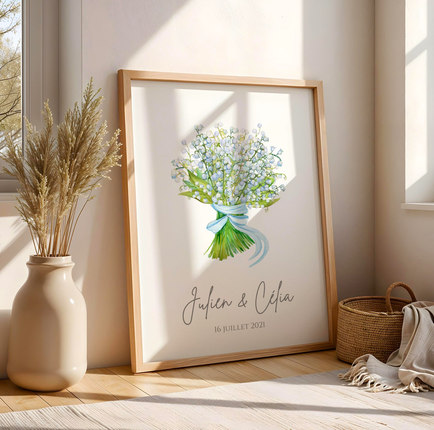 Affiche couple noce de muguet -  13 ans de mariage - affiche anniversaire de mariage  par Le Temps des Paillettes