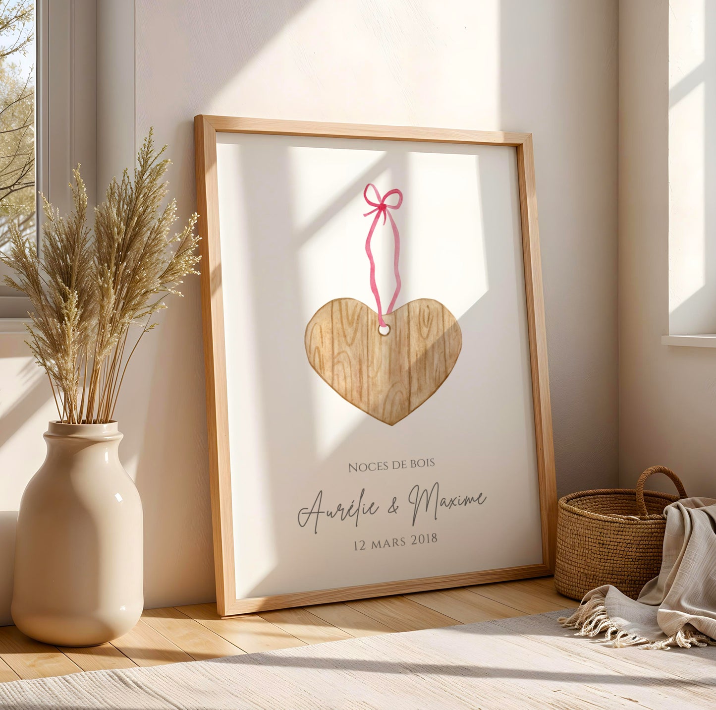 Affiche couple noces de bois -  5 ans de mariage